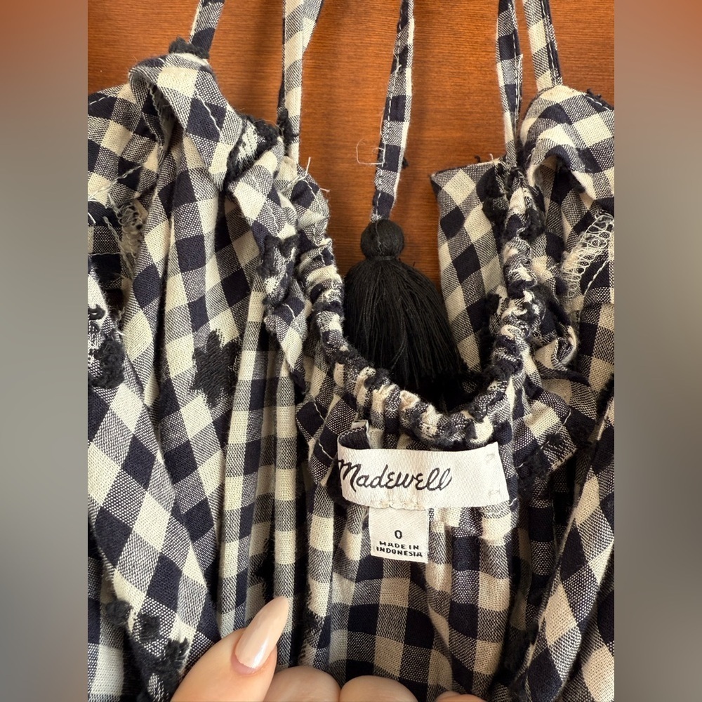Madewell Ruffle-Hem Tent Midi Dress in Clip Gingham - Picture 7 of 9